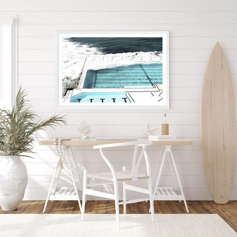 Bondi Beach Ocean Pool-The Paper Tree-australia,australian,australian beach,beach,blue,bondi,bondi beach,bondi pool,coast,coastal,famous,hamptons,landscape,ocean,ocean pool,pool,premium art print,teal,wall art,Wall_Art,Wall_Art_Prints