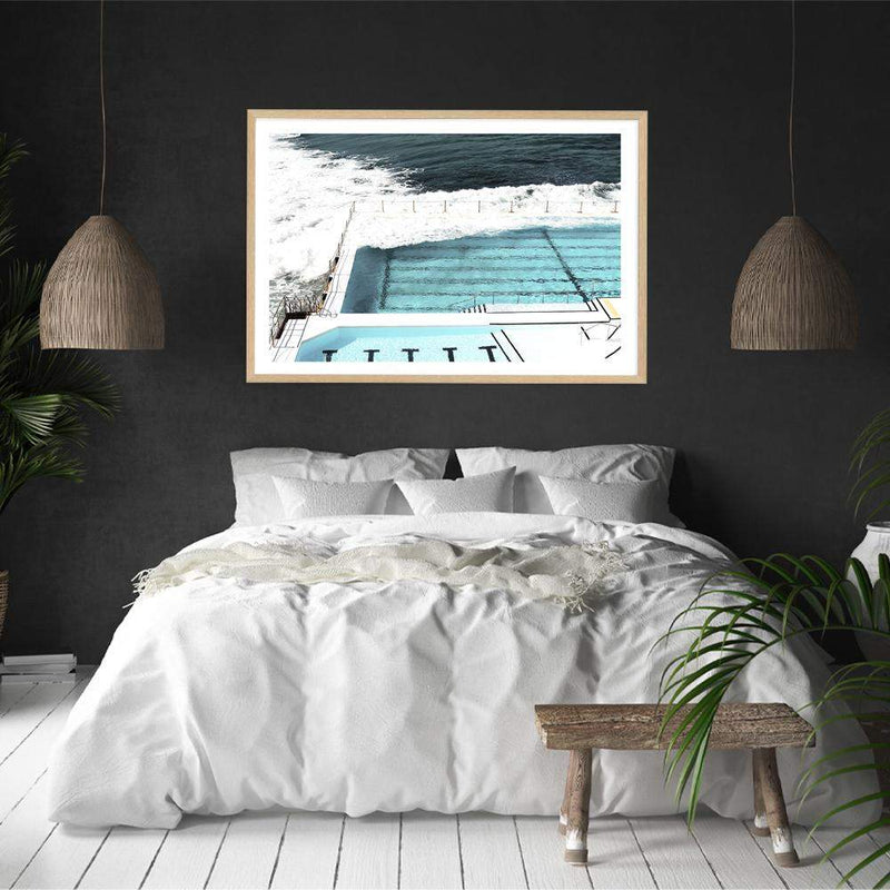 Bondi Beach Ocean Pool-The Paper Tree-australia,australian,australian beach,beach,blue,bondi,bondi beach,bondi pool,coast,coastal,famous,hamptons,landscape,ocean,ocean pool,pool,premium art print,teal,wall art,Wall_Art,Wall_Art_Prints