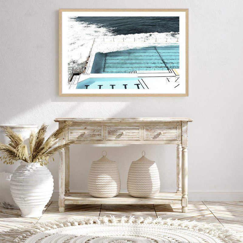 Bondi Beach Ocean Pool-The Paper Tree-australia,australian,australian beach,beach,blue,bondi,bondi beach,bondi pool,coast,coastal,famous,hamptons,landscape,ocean,ocean pool,pool,premium art print,teal,wall art,Wall_Art,Wall_Art_Prints