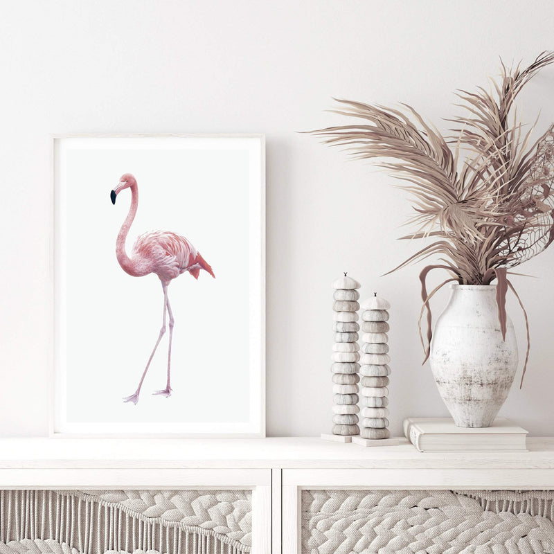 Pink Flamingo-The Paper Tree-africa,AFRICAN ANIMAL,African animals,america,animal,Artwork,bird,boho,flamingo,palm springs,pink,portrait,premium art print,tropical,wall art,Wall_Art,Wall_Art_Prints