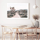 Joshua Tree-The Paper Tree-bohemian,boho,botanical,california,californian desert,desert,desert palm,desert path,desert road,desert tree,dirt road,joshua tree,landscape,muted tone,nature,neutral,premium art print,sand,wall art,Wall_Art,Wall_Art_Prints