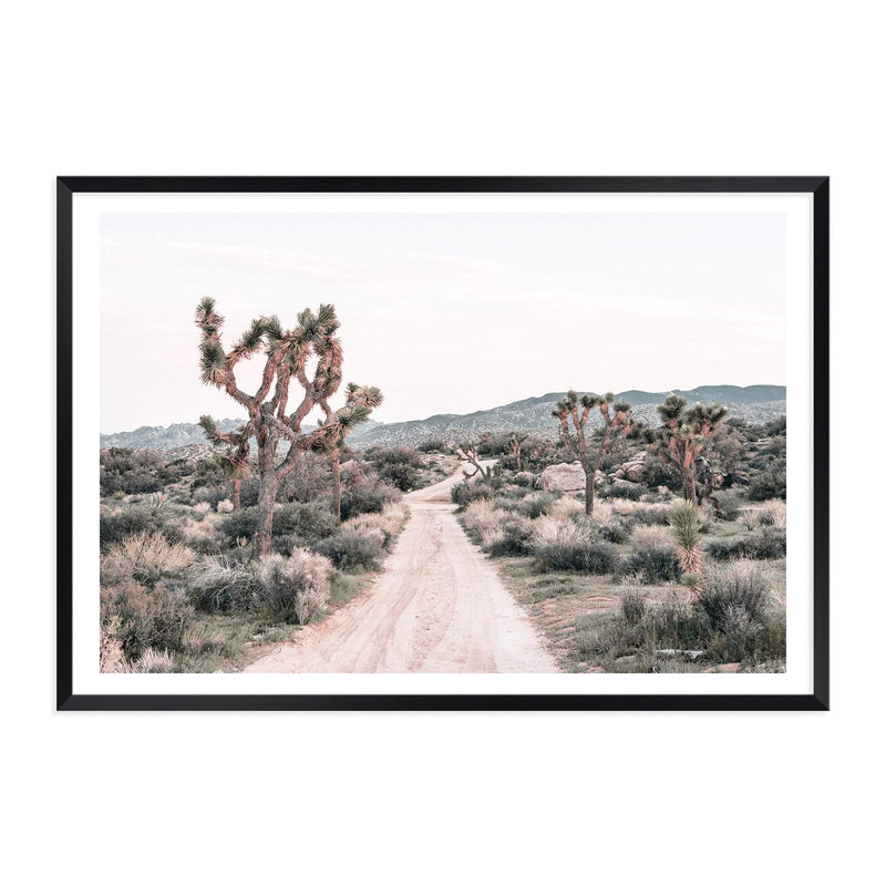 Joshua Tree-The Paper Tree-bohemian,boho,botanical,california,californian desert,desert,desert palm,desert path,desert road,desert tree,dirt road,joshua tree,landscape,muted tone,nature,neutral,premium art print,sand,wall art,Wall_Art,Wall_Art_Prints