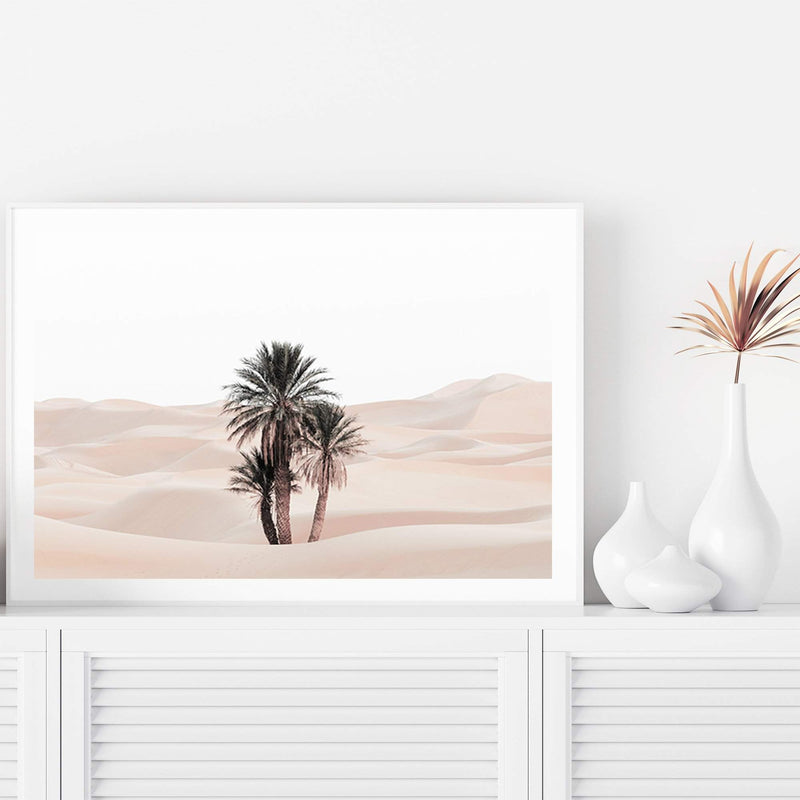 Palms In The Desert-The Paper Tree-boho,botanical,desert,desert palm,desert tree,landscape,moroccan,moroccan desert,morocco,muted tone,nature,neutral,premium art print,sand,sand dunes,wall art,Wall_Art,Wall_Art_Prints