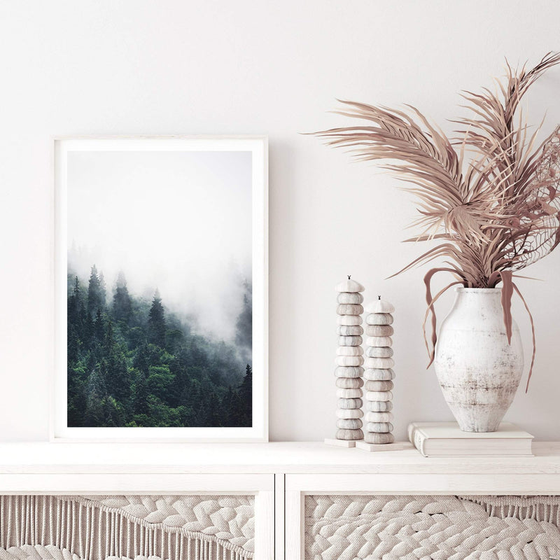 Pine Forest Trees-The Paper Tree-america,australia,botanical,enchanting,forest,green,mist,mountains,nature,pine forest,pine trees,portrait,premium art print,tree,trees,wall art,Wall_Art,Wall_Art_Prints