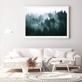 Misty Pine Forest Trees-The Paper Tree-america,australia,botanical,enchanting,forest,green,landscape,mist,mountains,nature,pine forest,pine trees,premium art print,tree,trees,wall art,Wall_Art,Wall_Art_Prints