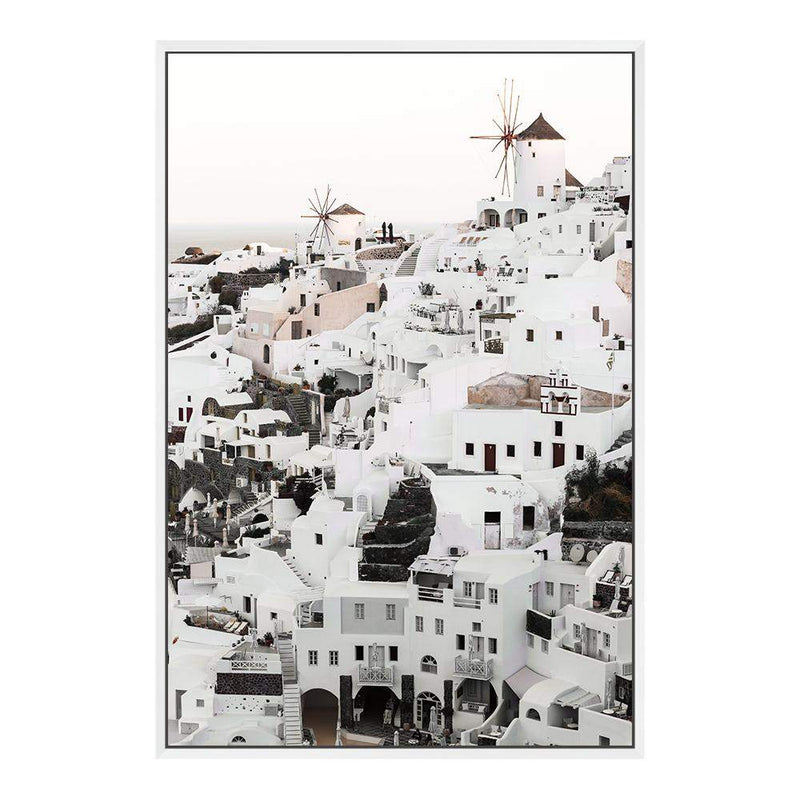 Oia Town In Santorini Greece-The Paper Tree-architecture,boho,buildings,city,europe,greece,greek,house,neutral,oia,portrait,premium art print,santorini,town,travel,villa,wall art,Wall_Art,Wall_Art_Prints,white