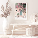 Greek Floral Villa-The Paper Tree-architecture,boho,botanical,building,door,fashion,floral,flower,geek villa,greece,greek,house,peach,pink,portrait,premium art print,villa,vines,wall art,Wall_Art,Wall_Art_Prints