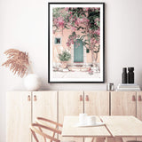 Greek Floral Villa-The Paper Tree-architecture,boho,botanical,building,door,fashion,floral,flower,geek villa,greece,greek,house,peach,pink,portrait,premium art print,villa,vines,wall art,Wall_Art,Wall_Art_Prints