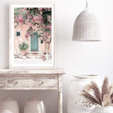 Greek Floral Villa-The Paper Tree-architecture,boho,botanical,building,door,fashion,floral,flower,geek villa,greece,greek,house,peach,pink,portrait,premium art print,villa,vines,wall art,Wall_Art,Wall_Art_Prints