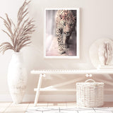 Leopard-The Paper Tree-animal,boho,cat,fashion,jungle,leopard,majestic,nature,neutral,peach,pink,portrait,premium art print,spots,TAN,wall art,Wall_Art,Wall_Art_Prints