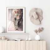 Leopard-The Paper Tree-animal,boho,cat,fashion,jungle,leopard,majestic,nature,neutral,peach,pink,portrait,premium art print,spots,TAN,wall art,Wall_Art,Wall_Art_Prints