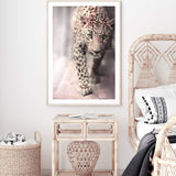 Leopard-The Paper Tree-animal,boho,cat,fashion,jungle,leopard,majestic,nature,neutral,peach,pink,portrait,premium art print,spots,TAN,wall art,Wall_Art,Wall_Art_Prints