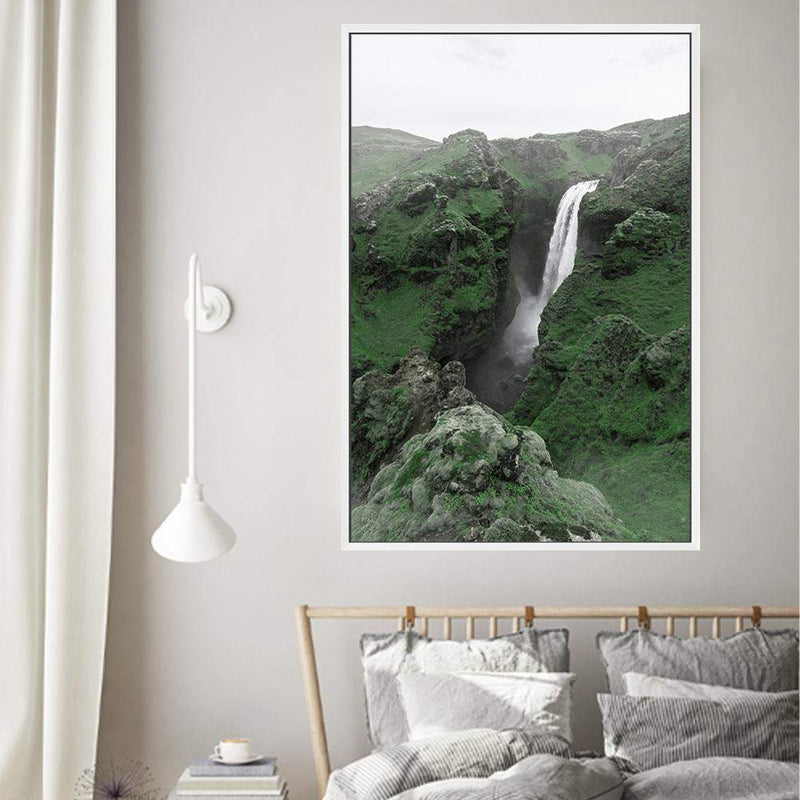 Waterfall On The River Skoga-The Paper Tree-botanical,destination,green,iceland,nature,portrait,premium art print,river,scenery,skoga,travel,wall art,Wall_Art,Wall_Art_Prints,water,waterfall