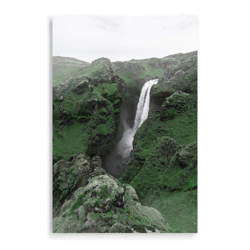 Waterfall On The River Skoga-The Paper Tree-botanical,destination,green,iceland,nature,portrait,premium art print,river,scenery,skoga,travel,wall art,Wall_Art,Wall_Art_Prints,water,waterfall