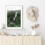 Waterfall On The River Skoga-The Paper Tree-botanical,destination,green,iceland,nature,portrait,premium art print,river,scenery,skoga,travel,wall art,Wall_Art,Wall_Art_Prints,water,waterfall