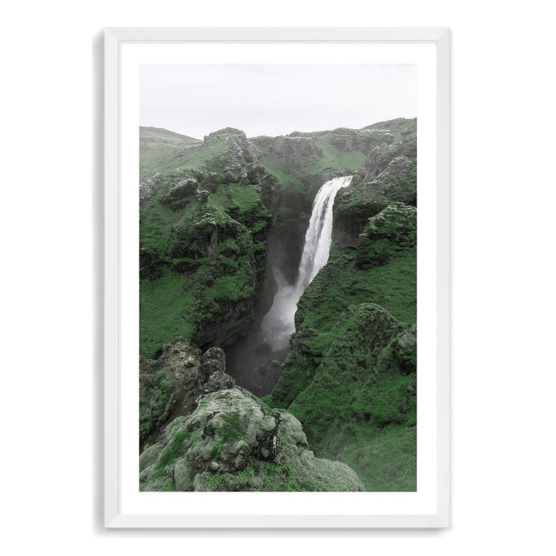 Waterfall On The River Skoga-The Paper Tree-botanical,destination,green,iceland,nature,portrait,premium art print,river,scenery,skoga,travel,wall art,Wall_Art,Wall_Art_Prints,water,waterfall