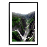 Voringsfossen Waterfall-The Paper Tree-botanical,green,hills,hordaland,lush,mabodalen,mist,mountains,nature,norway,Portrait,premium art print,river,stream,view,voringsfossen,voringsfossen waterfall,wall art,Wall_Art,Wall_Art_Prints,water,waterfall