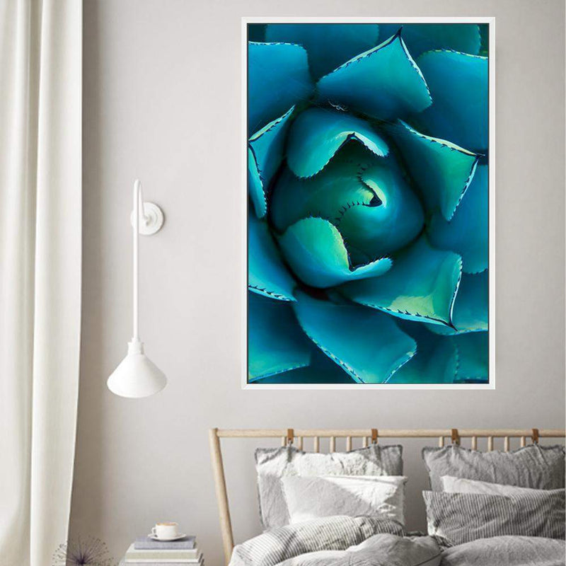 Teal Succulent-The Paper Tree-blue,botanical,cacti,cactus,colourful,portrait,premium art print,spider,succulent,teal,vibrant,wall art,Wall_Art,Wall_Art_Prints,web