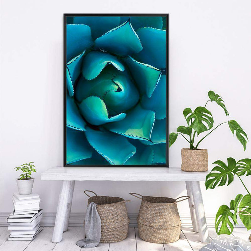 Teal Succulent-The Paper Tree-blue,botanical,cacti,cactus,colourful,portrait,premium art print,spider,succulent,teal,vibrant,wall art,Wall_Art,Wall_Art_Prints,web