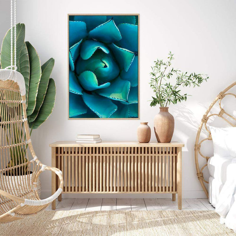 Teal Succulent-The Paper Tree-blue,botanical,cacti,cactus,colourful,portrait,premium art print,spider,succulent,teal,vibrant,wall art,Wall_Art,Wall_Art_Prints,web