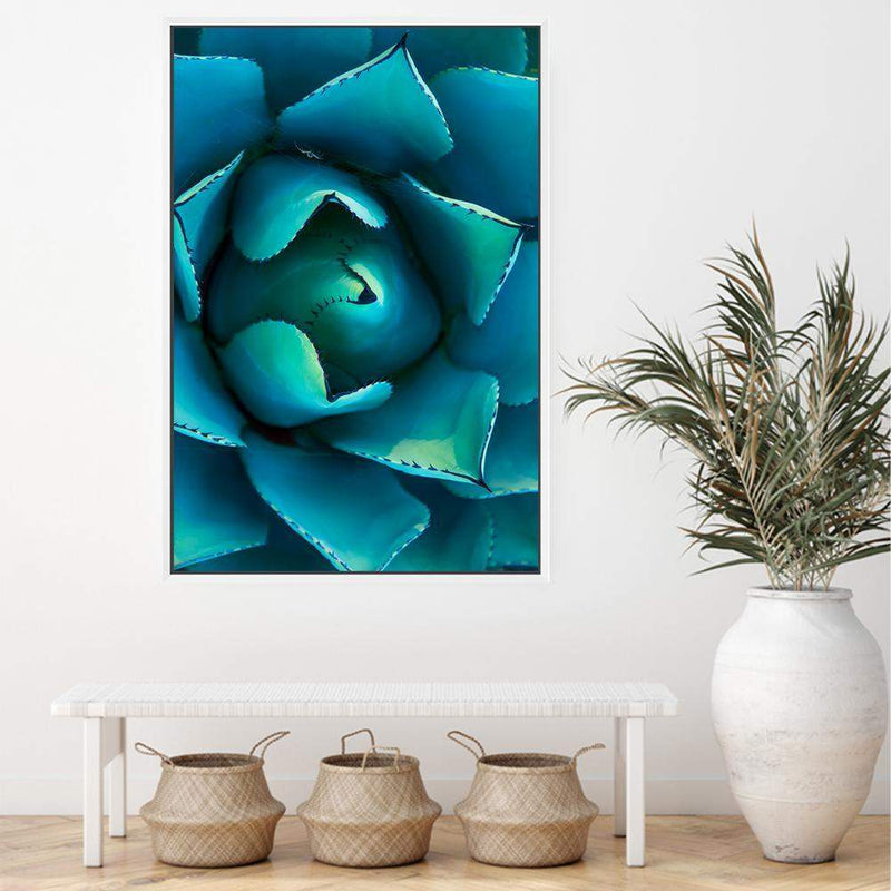 Teal Succulent-The Paper Tree-blue,botanical,cacti,cactus,colourful,portrait,premium art print,spider,succulent,teal,vibrant,wall art,Wall_Art,Wall_Art_Prints,web