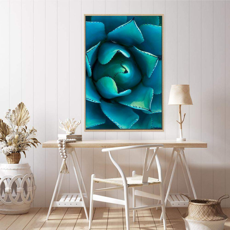 Teal Succulent-The Paper Tree-blue,botanical,cacti,cactus,colourful,portrait,premium art print,spider,succulent,teal,vibrant,wall art,Wall_Art,Wall_Art_Prints,web