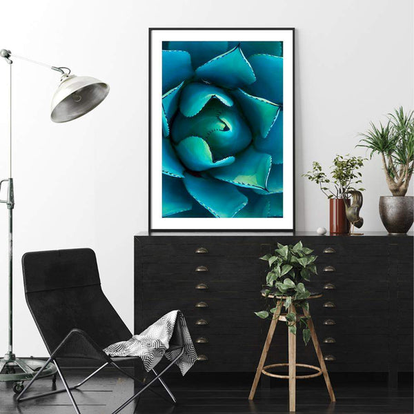 Teal Succulent-The Paper Tree-blue,botanical,cacti,cactus,colourful,portrait,premium art print,spider,succulent,teal,vibrant,wall art,Wall_Art,Wall_Art_Prints,web