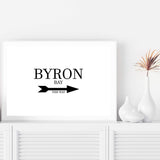 Byron Bay This Way-The Paper Tree-arrow,australia,black & white,black and white,boho,byron,byron bay,direction,directional,hamptons,landscape,monochrome,premium art print,text,typography,wall art,Wall_Art,Wall_Art_Prints