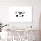 Byron Bay This Way-The Paper Tree-arrow,australia,black & white,black and white,boho,byron,byron bay,direction,directional,hamptons,landscape,monochrome,premium art print,text,typography,wall art,Wall_Art,Wall_Art_Prints