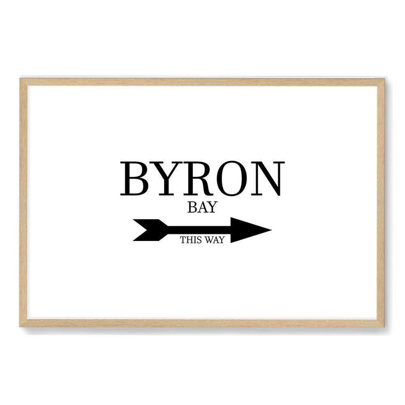 Byron Bay This Way-The Paper Tree-arrow,australia,black & white,black and white,boho,byron,byron bay,direction,directional,hamptons,landscape,monochrome,premium art print,text,typography,wall art,Wall_Art,Wall_Art_Prints