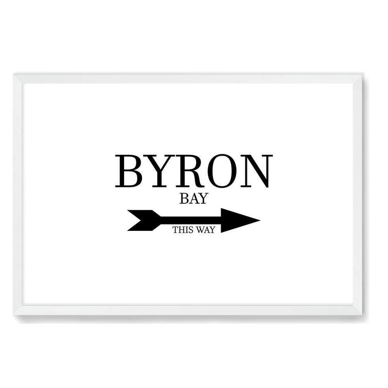 Byron Bay This Way-The Paper Tree-arrow,australia,black & white,black and white,boho,byron,byron bay,direction,directional,hamptons,landscape,monochrome,premium art print,text,typography,wall art,Wall_Art,Wall_Art_Prints