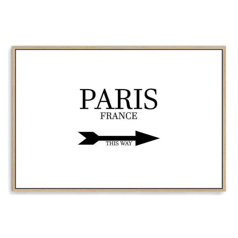 Paris This Way-The Paper Tree-arrow,black & white,black and white,direction,directional,FASHION,france,french,landscape,monochrome,neutral,paris,parisian,premium art print,text,typography,wall art,Wall_Art,Wall_Art_Prints