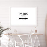 Paris This Way-The Paper Tree-arrow,black & white,black and white,direction,directional,FASHION,france,french,landscape,monochrome,neutral,paris,parisian,premium art print,text,typography,wall art,Wall_Art,Wall_Art_Prints