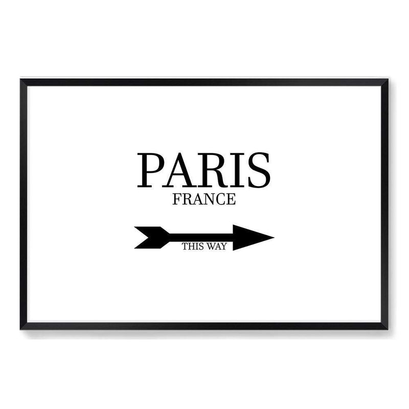 Paris This Way-The Paper Tree-arrow,black & white,black and white,direction,directional,FASHION,france,french,landscape,monochrome,neutral,paris,parisian,premium art print,text,typography,wall art,Wall_Art,Wall_Art_Prints