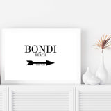 Bondi This Way-The Paper Tree-arrow,australia,black & white,black and white,boho,bondi,bondi beach,direction,directional,hamptons,landscape,monochrome,premium art print,text,typography,wall art,Wall_Art,Wall_Art_Prints