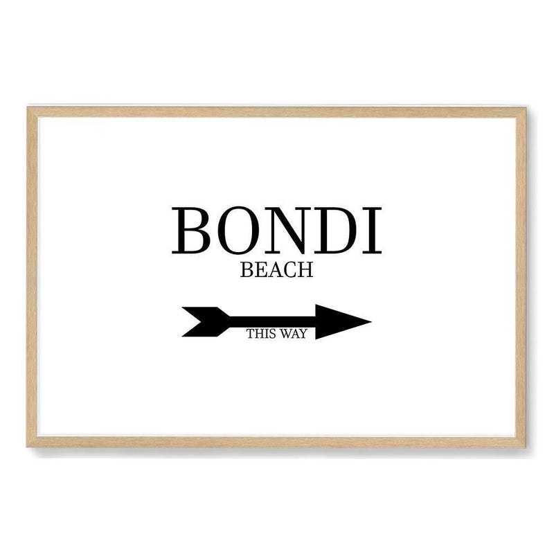 Bondi This Way-The Paper Tree-arrow,australia,black & white,black and white,boho,bondi,bondi beach,direction,directional,hamptons,landscape,monochrome,premium art print,text,typography,wall art,Wall_Art,Wall_Art_Prints