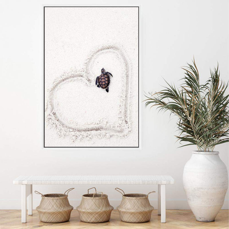 Turtle On The Beach-The Paper Tree-Animal,Beach,boho,coast,Coastal,hamptons,heart,neutral,nursery,nursery decor,portrait,premium art print,sand,Sea,Sea Animal,Sea Creature,Turtle,wall art,Wall_Art,Wall_Art_Prints