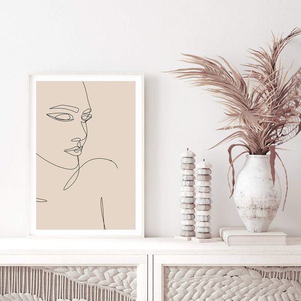 Female Face Line II-The Paper Tree-abstract,boho,continuous line,curves,face,female,female figure,female form,figure,line art,lips,modern,neutral,one line,organic shape,peach,portrait,premium art print,shape,single line,wall art,Wall_Art,Wall_Art_Prints,woman