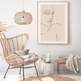 Female Face Line II-The Paper Tree-abstract,boho,continuous line,curves,face,female,female figure,female form,figure,line art,lips,modern,neutral,one line,organic shape,peach,portrait,premium art print,shape,single line,wall art,Wall_Art,Wall_Art_Prints,woman