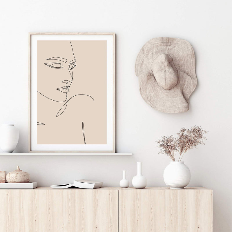 Female Face Line II-The Paper Tree-abstract,boho,continuous line,curves,face,female,female figure,female form,figure,line art,lips,modern,neutral,one line,organic shape,peach,portrait,premium art print,shape,single line,wall art,Wall_Art,Wall_Art_Prints,woman