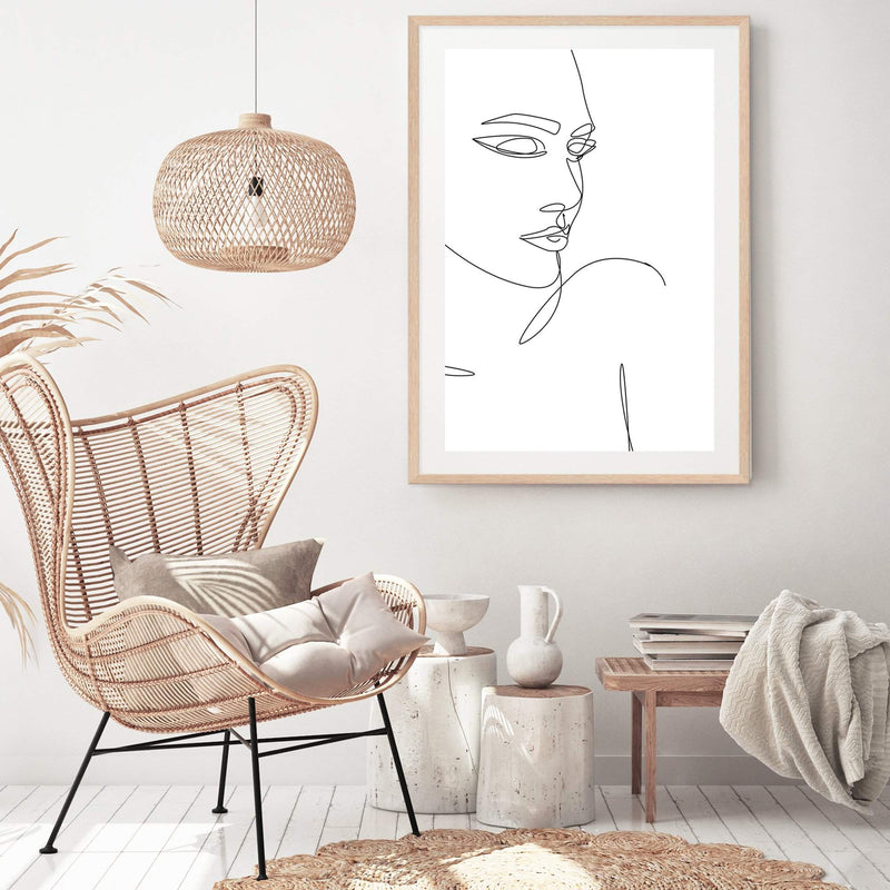 Female Face Line-The Paper Tree-abstract,black & white,BLACK AND WHITE,boho,continuous line,curves,face,female,female figure,female form,figure,hamptons,line art,lips,modern,monochrome,neutral,one line,organic shape,portrait,premium art print,shape,single line,wall art,Wall_Art,Wall_Art_Prints,white,woman