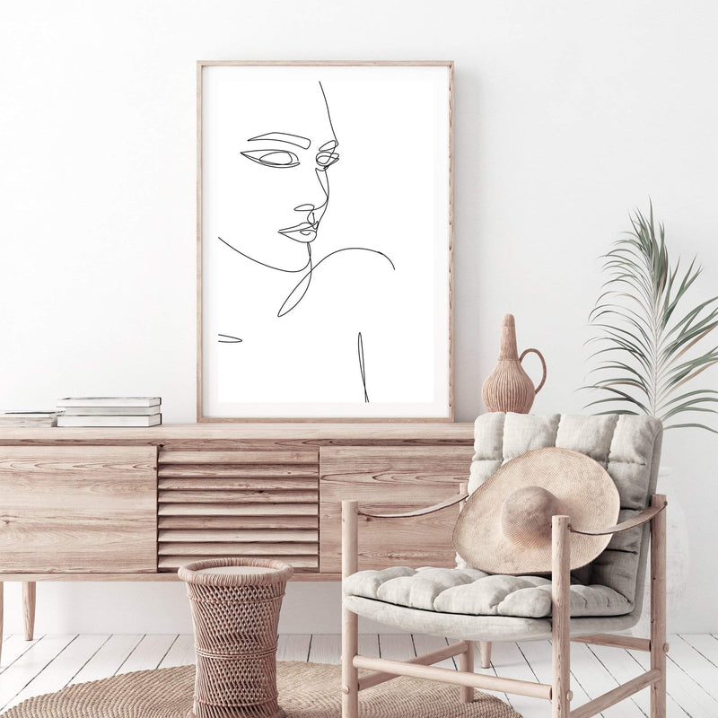 Female Face Line-The Paper Tree-abstract,black & white,BLACK AND WHITE,boho,continuous line,curves,face,female,female figure,female form,figure,hamptons,line art,lips,modern,monochrome,neutral,one line,organic shape,portrait,premium art print,shape,single line,wall art,Wall_Art,Wall_Art_Prints,white,woman