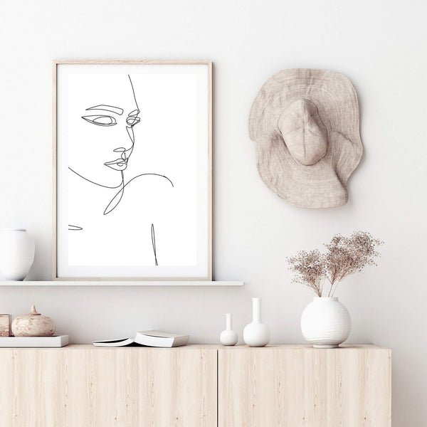 Female Face Line-The Paper Tree-abstract,black & white,BLACK AND WHITE,boho,continuous line,curves,face,female,female figure,female form,figure,hamptons,line art,lips,modern,monochrome,neutral,one line,organic shape,portrait,premium art print,shape,single line,wall art,Wall_Art,Wall_Art_Prints,white,woman