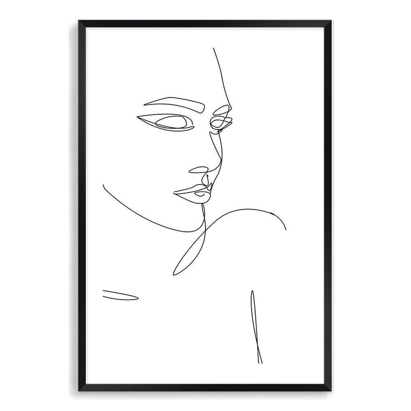 Female Face Line-The Paper Tree-abstract,black & white,BLACK AND WHITE,boho,continuous line,curves,face,female,female figure,female form,figure,hamptons,line art,lips,modern,monochrome,neutral,one line,organic shape,portrait,premium art print,shape,single line,wall art,Wall_Art,Wall_Art_Prints,white,woman