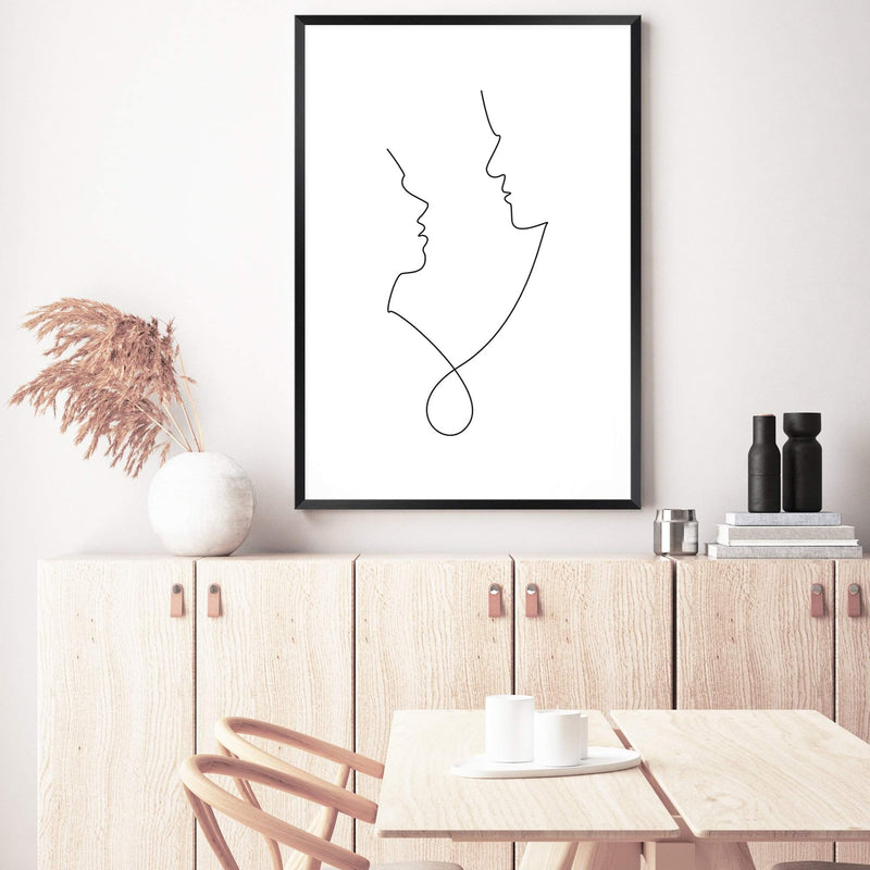 In Love Line-The Paper Tree-abstract,black & white,BLACK AND WHITE,boho,continuous line,curves,face,female,female figure,female form,figure,hamptons,line art,lips,modern,monochrome,neutral,one line,organic shape,portrait,premium art print,shape,single line,wall art,Wall_Art,Wall_Art_Prints,white,woman