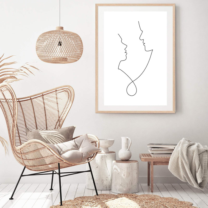 In Love Line-The Paper Tree-abstract,black & white,BLACK AND WHITE,boho,continuous line,curves,face,female,female figure,female form,figure,hamptons,line art,lips,modern,monochrome,neutral,one line,organic shape,portrait,premium art print,shape,single line,wall art,Wall_Art,Wall_Art_Prints,white,woman