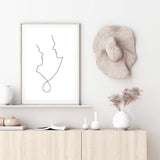 In Love Line-The Paper Tree-abstract,black & white,BLACK AND WHITE,boho,continuous line,curves,face,female,female figure,female form,figure,hamptons,line art,lips,modern,monochrome,neutral,one line,organic shape,portrait,premium art print,shape,single line,wall art,Wall_Art,Wall_Art_Prints,white,woman