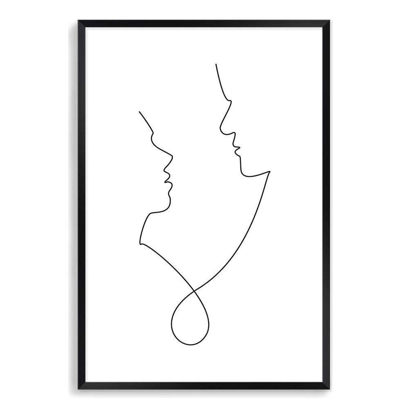 In Love Line-The Paper Tree-abstract,black & white,BLACK AND WHITE,boho,continuous line,curves,face,female,female figure,female form,figure,hamptons,line art,lips,modern,monochrome,neutral,one line,organic shape,portrait,premium art print,shape,single line,wall art,Wall_Art,Wall_Art_Prints,white,woman