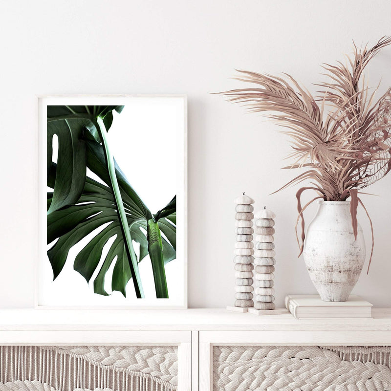 Monstera Leaves II-The Paper Tree-botanical,dark green,green,jungle,leaf,leaves,minimal,modern,monstera,portrait,premium art print,scandi,wall art,Wall_Art,Wall_Art_Prints