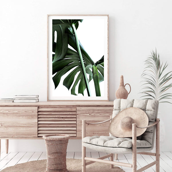 Monstera Leaves II-The Paper Tree-botanical,dark green,green,jungle,leaf,leaves,minimal,modern,monstera,portrait,premium art print,scandi,wall art,Wall_Art,Wall_Art_Prints